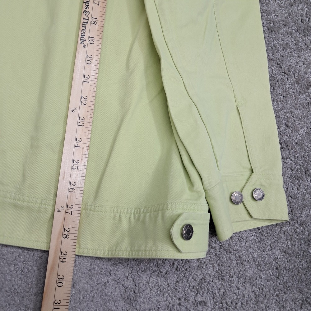 CJ Banks Womens 2X Lime Green Hooded Cotton Twill Full Zip Utility Jacket - Picture 6 of 8